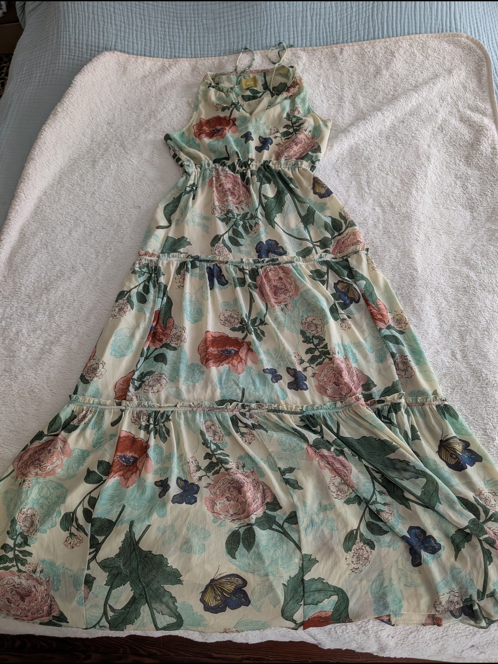 Maeve Floral Print Maxi Dress in Teal, Green and Pink